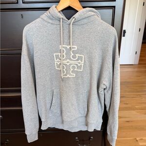 Tory Burch Light Gray Logo Crewneck Hoodie